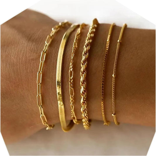 Bracelets Femme Dorés – Set 6 Pièces Acier Inoxydable | SundrePerfect