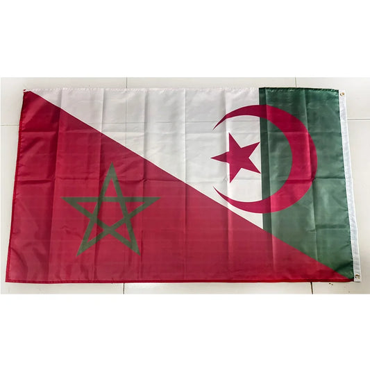 Drapeau décoratif Algérie & Maroc – Polyester imprimé – Usage intérieur & extérieur (60*90cm) 3ft*5ft (90*150cm) Size Christmas Decorations for Home Banner