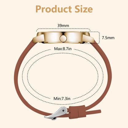 Montre Femme Élégante O – Bracelet en Cuir & Cadran Étoilé Quartz