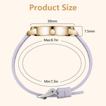 Montre Femme Élégante O – Bracelet en Cuir & Cadran Étoilé Quartz