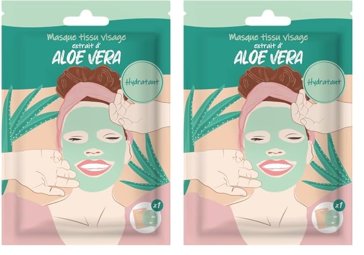 Aloe Vera Fabric Mask - Express Face Care in 10 Minutes - Soft and Hydrated Skin - For Immediate Comfort and Freshness - Hydration, Women's Beauty - Skincare Masque French Tendance