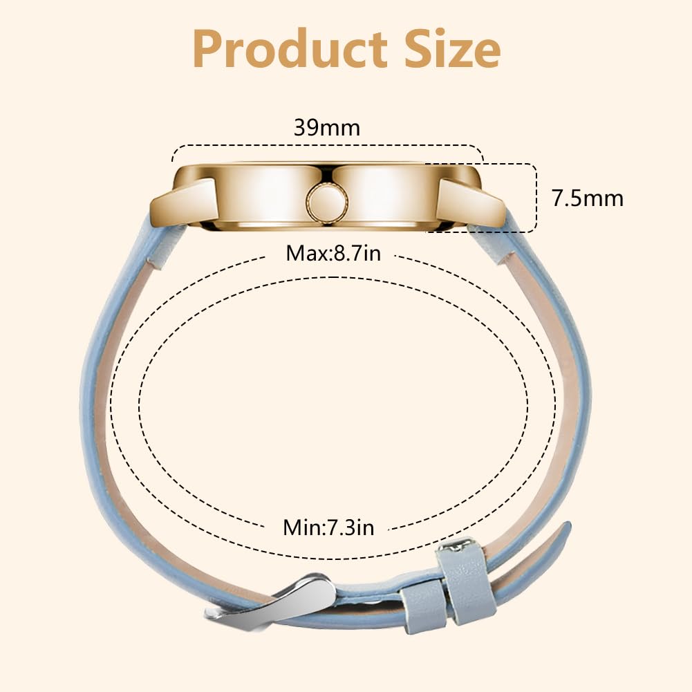 Montre Femme Élégante O – Bracelet en Cuir & Cadran Étoilé Quartz