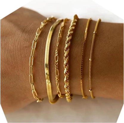 Bracelets Femme Dorés – Set 6 Pièces Acier Inoxydable | SundrePerfect