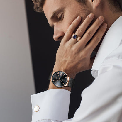 Montre Homme LIGE – Quartz Étanche 3ATM | Acier Inoxydable & Calendrier