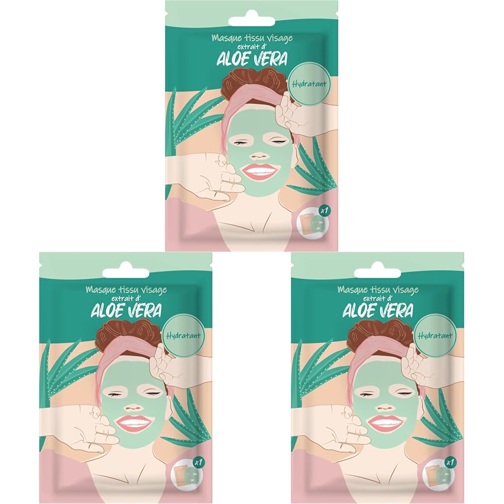 Aloe Vera Fabric Mask - Express Face Care in 10 Minutes - Soft and Hydrated Skin - For Immediate Comfort and Freshness - Hydration, Women's Beauty - Skincare Masque French Tendance