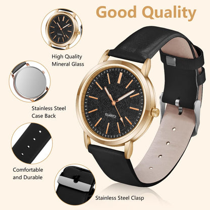 Montre Femme Élégante O – Bracelet en Cuir & Cadran Étoilé Quartz