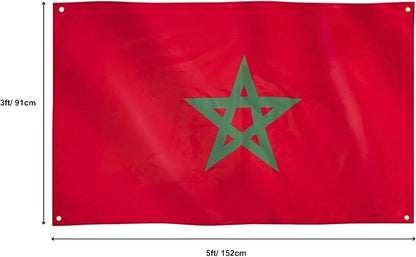 Drapeau Maroc 150x90 cm - Cape Drapeau Marocain 100% Polyester Avec Manches Intégrées - Body Flag 80g pour Rassemblements et Festivals