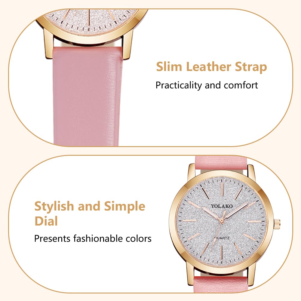 Montre Femme Élégante O – Bracelet en Cuir & Cadran Étoilé Quartz