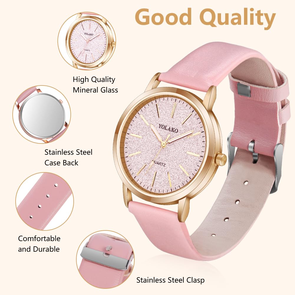 Montre Femme Élégante O – Bracelet en Cuir & Cadran Étoilé Quartz