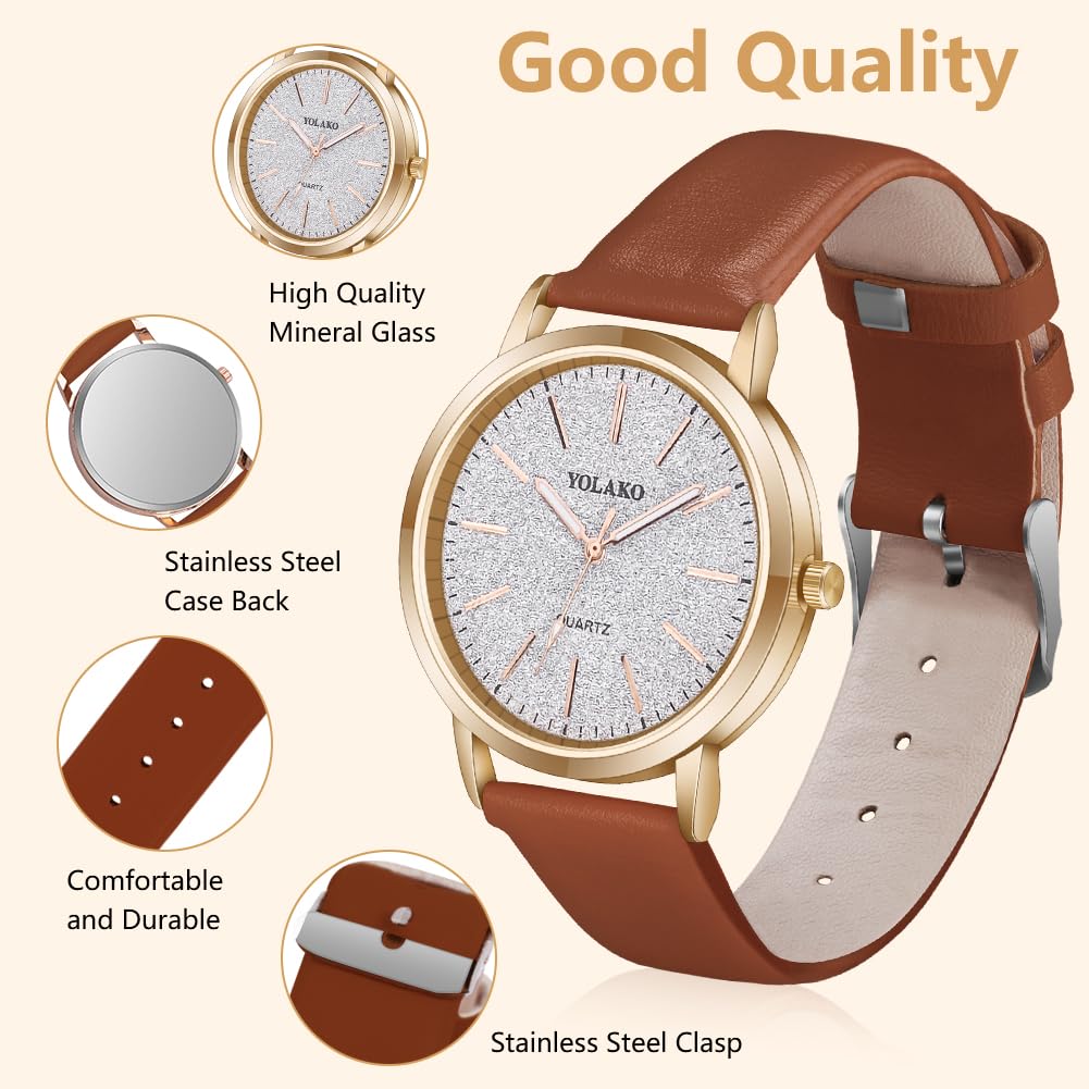 Montre Femme Élégante O – Bracelet en Cuir & Cadran Étoilé Quartz
