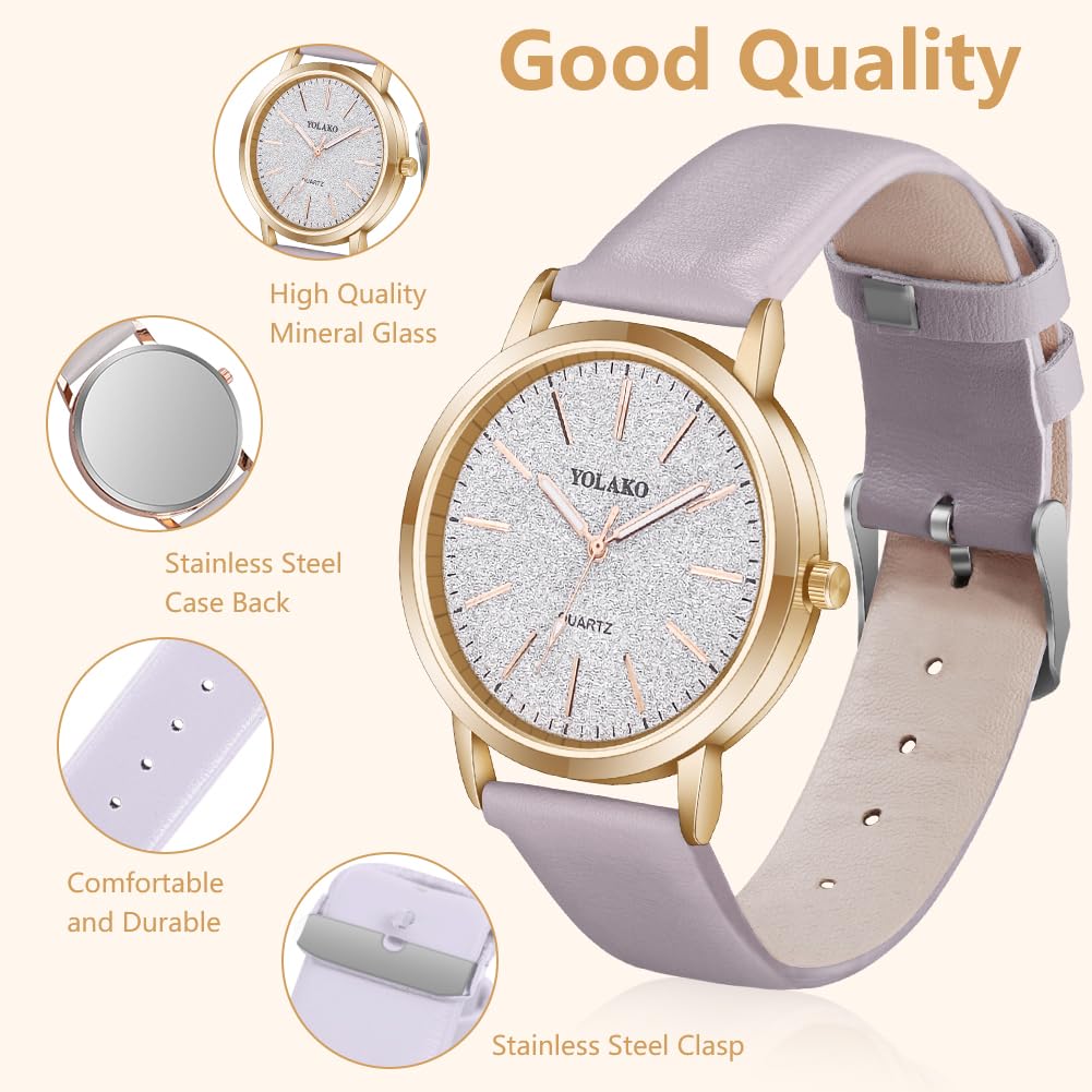 Montre Femme Élégante O – Bracelet en Cuir & Cadran Étoilé Quartz