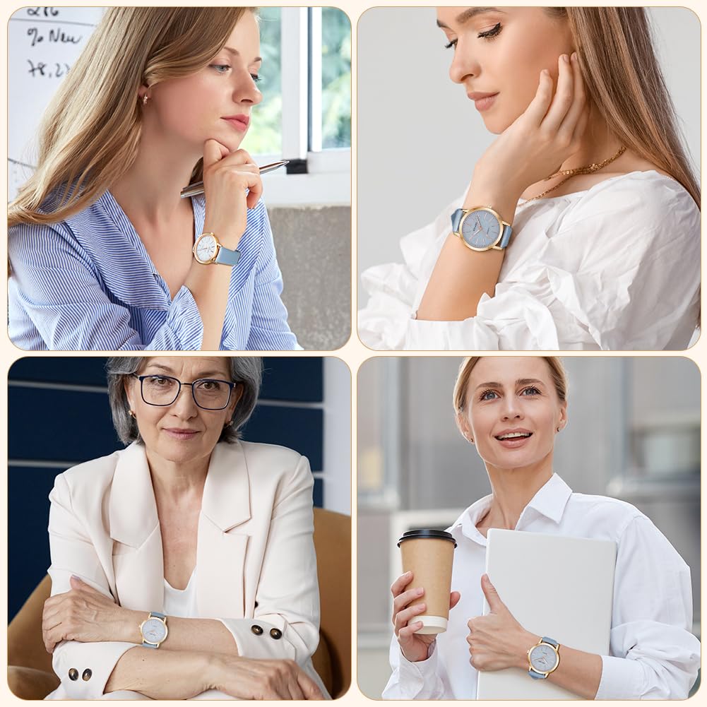 Montre Femme Élégante O – Bracelet en Cuir & Cadran Étoilé Quartz