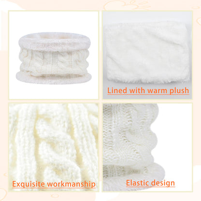 3 in 1 Winter Hat and Scarf Gloves Set, Knitted Warm Neck Warmer with Lining, Children's Winter Hat with Pompom, Winter Set for Girls and Boys 2-6 Years