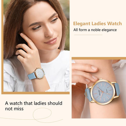 Montre Femme Élégante O – Bracelet en Cuir & Cadran Étoilé Quartz