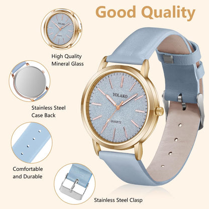 Montre Femme Élégante O – Bracelet en Cuir & Cadran Étoilé Quartz
