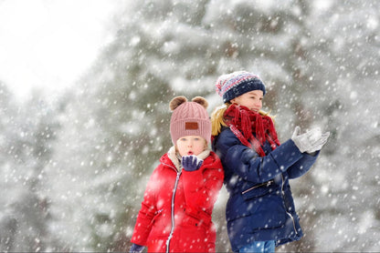 3 in 1 Winter Hat and Scarf Gloves Set, Knitted Warm Neck Warmer with Lining, Children's Winter Hat with Pompom, Winter Set for Girls and Boys 2-6 Years