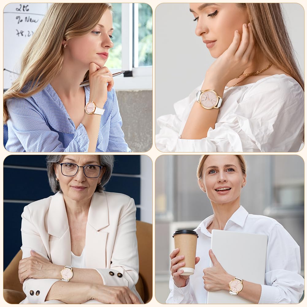 Montre Femme Élégante O – Bracelet en Cuir & Cadran Étoilé Quartz