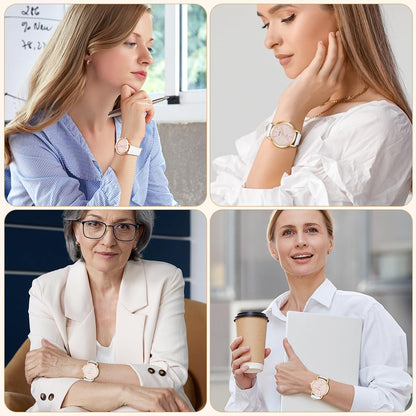 Montre Femme Élégante O – Bracelet en Cuir & Cadran Étoilé Quartz