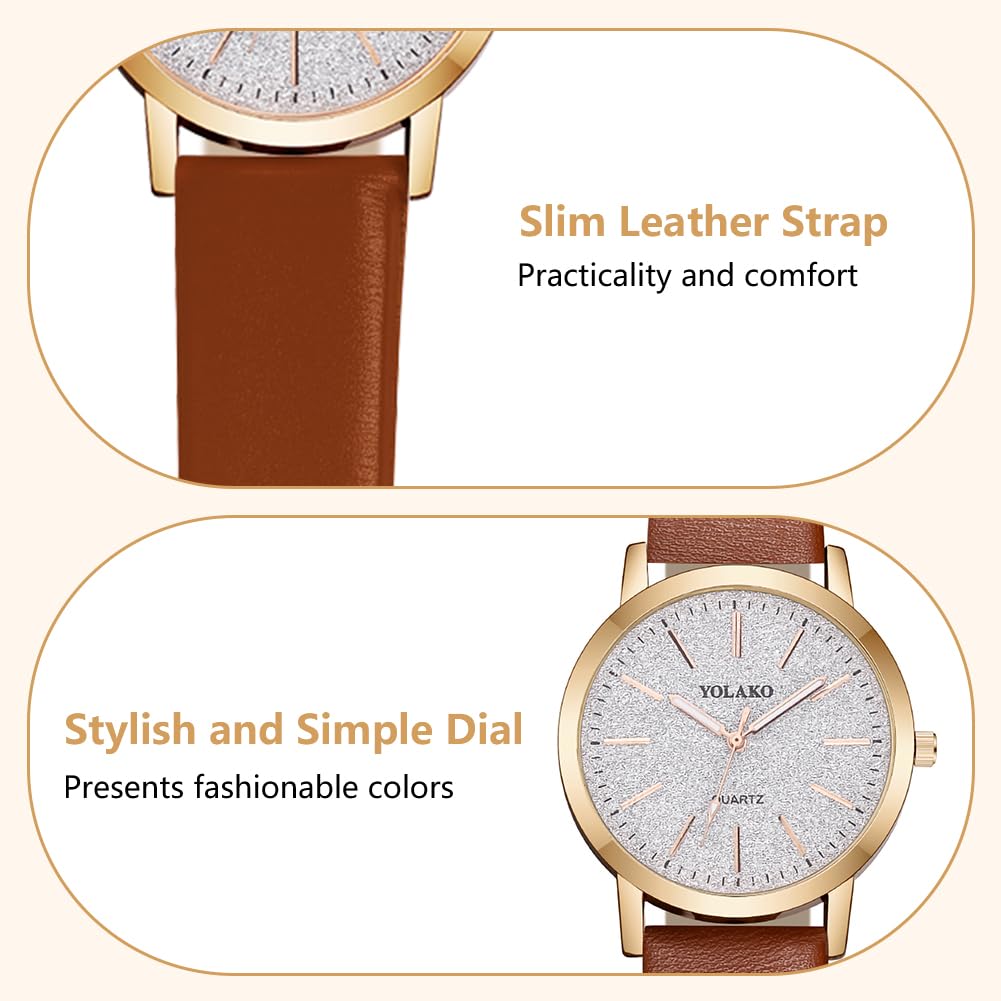 Montre Femme Élégante O – Bracelet en Cuir & Cadran Étoilé Quartz