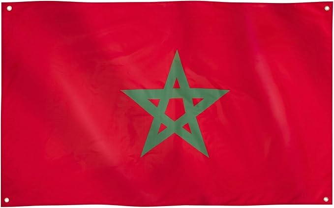 Drapeau Maroc 150x90 cm - Cape Drapeau Marocain 100% Polyester Avec Manches Intégrées - Body Flag 80g pour Rassemblements et Festivals