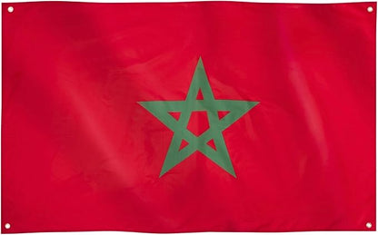 Drapeau Maroc 150x90 cm - Cape Drapeau Marocain 100% Polyester Avec Manches Intégrées - Body Flag 80g pour Rassemblements et Festivals