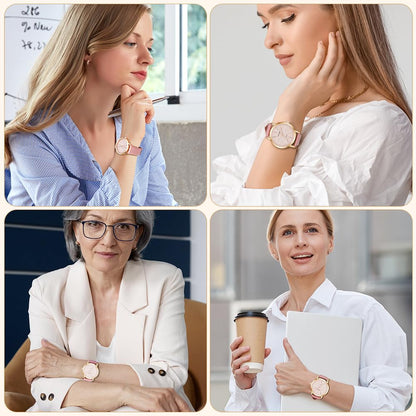 Montre Femme Élégante O – Bracelet en Cuir & Cadran Étoilé Quartz