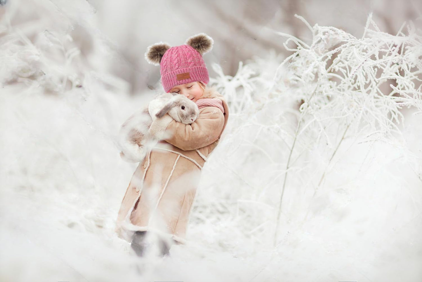 3 in 1 Winter Hat and Scarf Gloves Set, Knitted Warm Neck Warmer with Lining, Children's Winter Hat with Pompom, Winter Set for Girls and Boys 2-6 Years