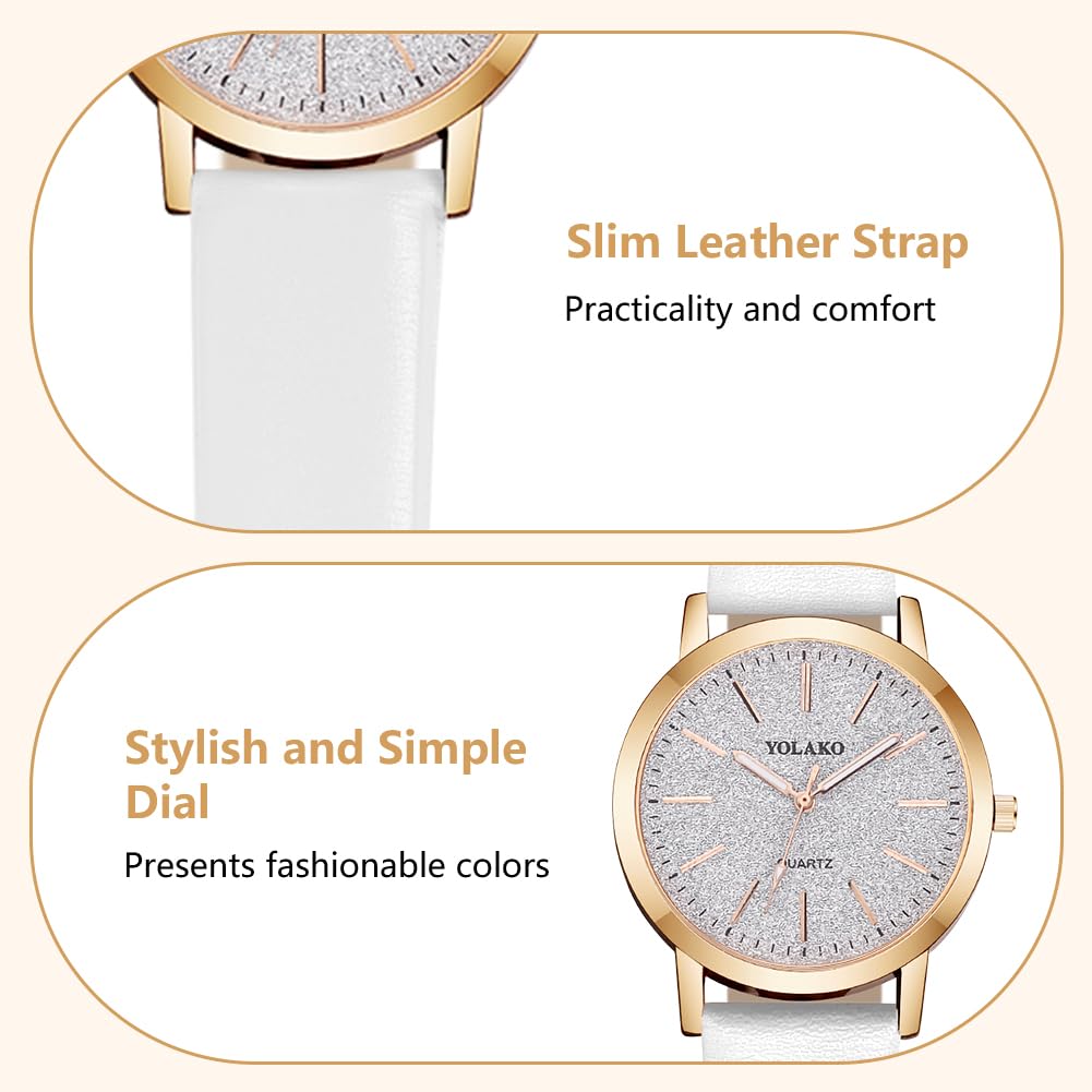 Montre Femme Élégante O – Bracelet en Cuir & Cadran Étoilé Quartz