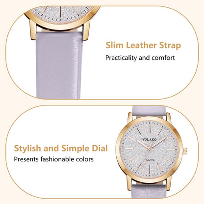 Montre Femme Élégante O – Bracelet en Cuir & Cadran Étoilé Quartz