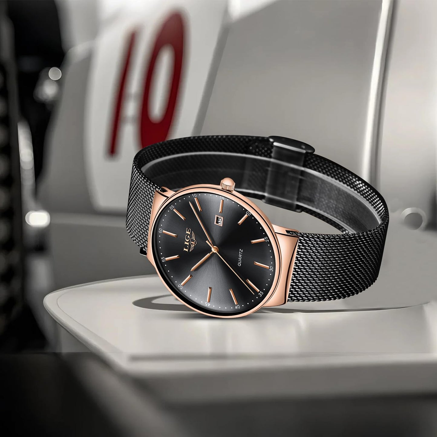 Montre Homme LIGE – Quartz Étanche 3ATM | Acier Inoxydable & Calendrier