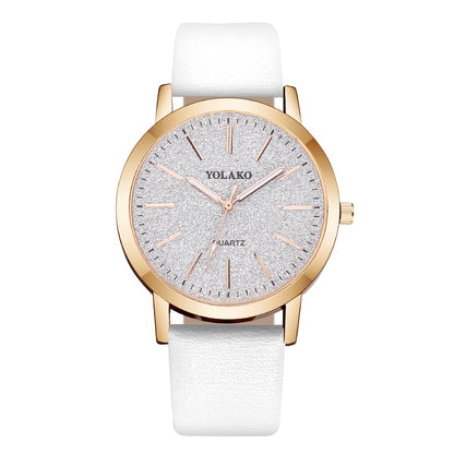 Montre Femme Élégante O – Bracelet en Cuir & Cadran Étoilé Quartz