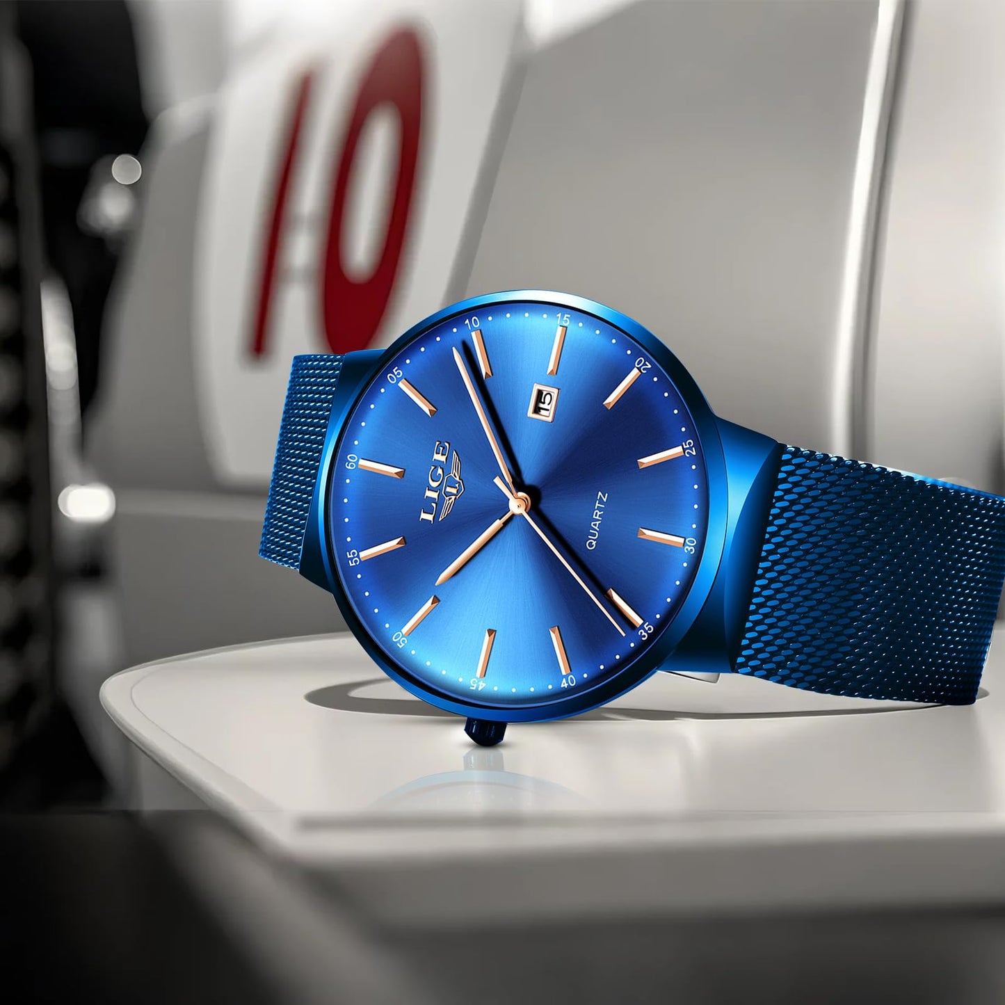 Montre Homme LIGE – Quartz Étanche 3ATM | Acier Inoxydable & Calendrier