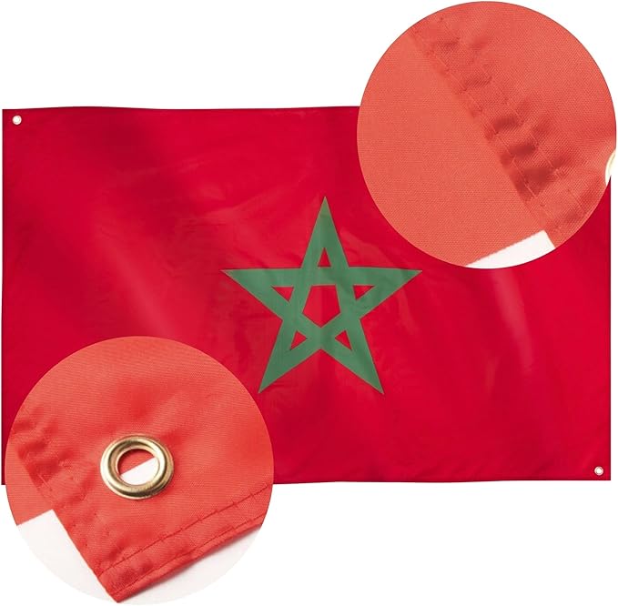 Drapeau Maroc 150x90 cm - Cape Drapeau Marocain 100% Polyester Avec Manches Intégrées - Body Flag 80g pour Rassemblements et Festivals