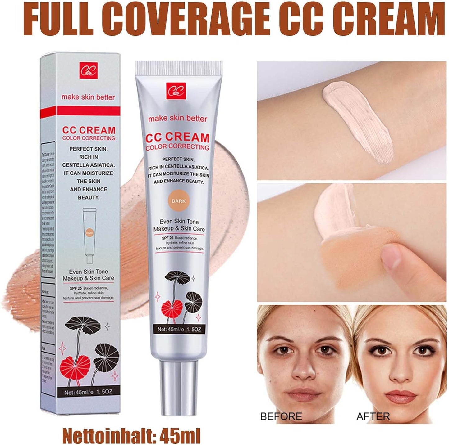 EONFAVE CC color correcting face cream, CC full coverage cream