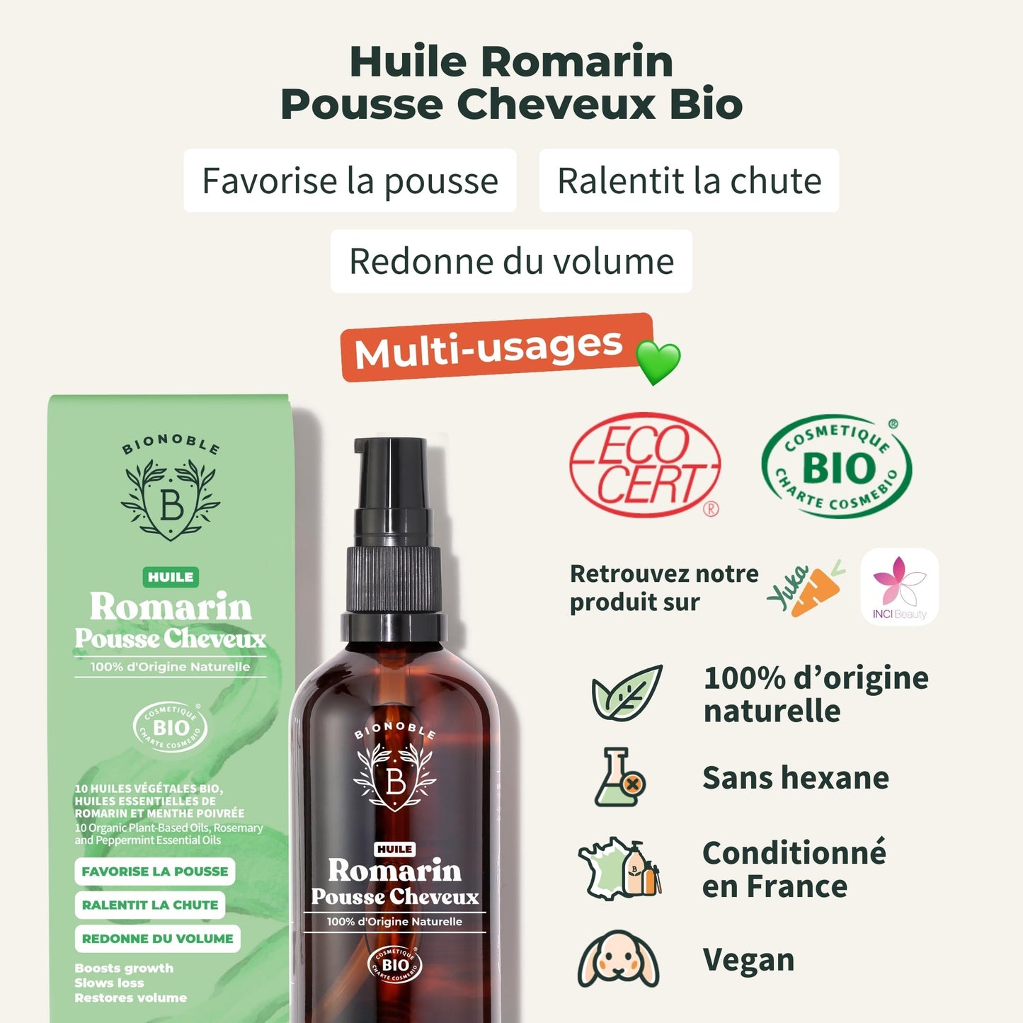 Huile de Ricin Bio – Pousse Cheveux, Cils & Barbe | 100ml Bionoble