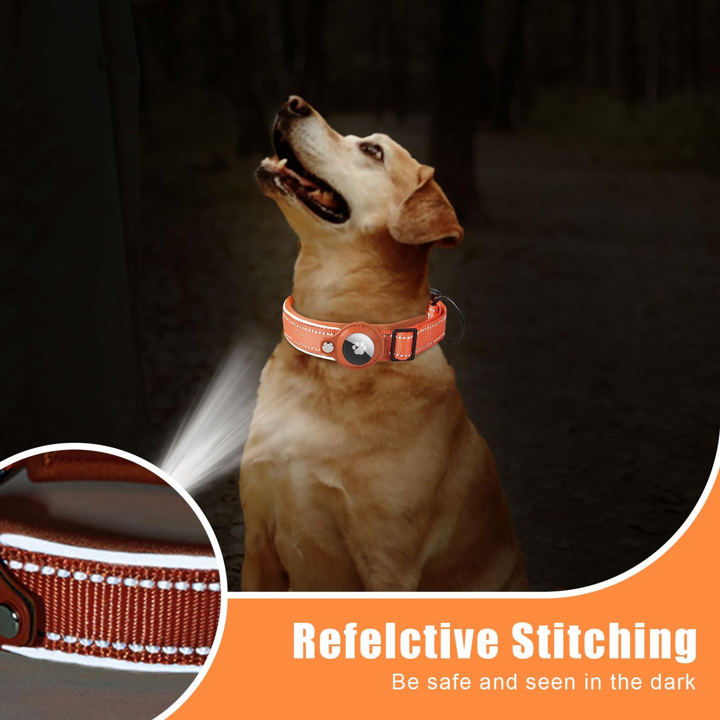 Collier Chien Compatible AirTag – Réfléchissant & Ajustable