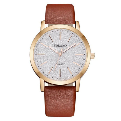 Montre Femme Élégante O – Bracelet en Cuir & Cadran Étoilé Quartz