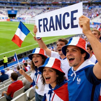 Kit Supporter France – Set 6 Pièces : 1 Bob + 2 Bracelets Drapeau Français Lunette