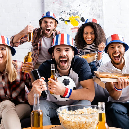 Kit Supporter France – Set 6 Pièces : 1 Bob + 2 Bracelets Drapeau Français Lunette