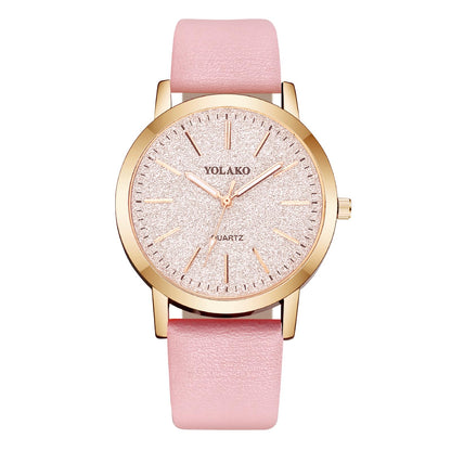 Montre Femme Élégante O – Bracelet en Cuir & Cadran Étoilé Quartz