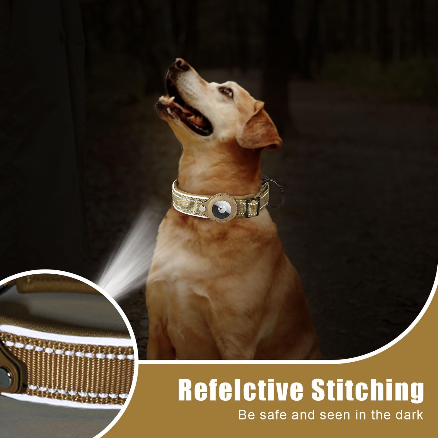Collier Chien Compatible AirTag – Réfléchissant & Ajustable