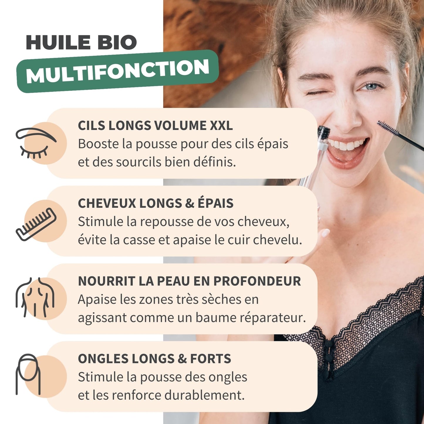 Huile de Ricin Bio – Pousse Cheveux, Cils & Barbe | 100ml Bionoble