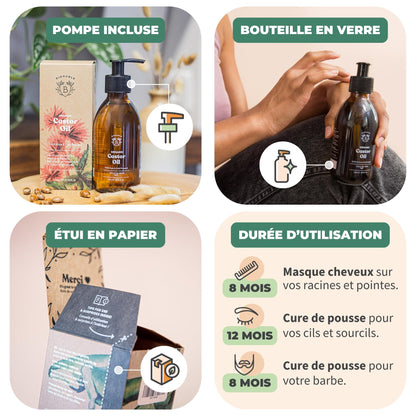 Huile de Ricin Bio – Pousse Cheveux, Cils & Barbe | 100ml Bionoble