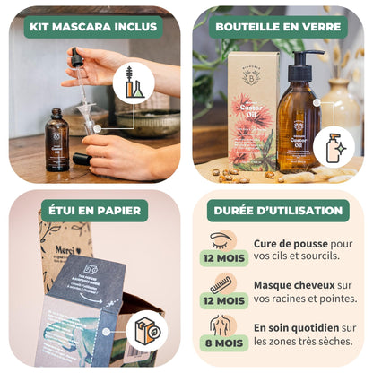 Huile de Ricin Bio – Pousse Cheveux, Cils & Barbe | 100ml Bionoble