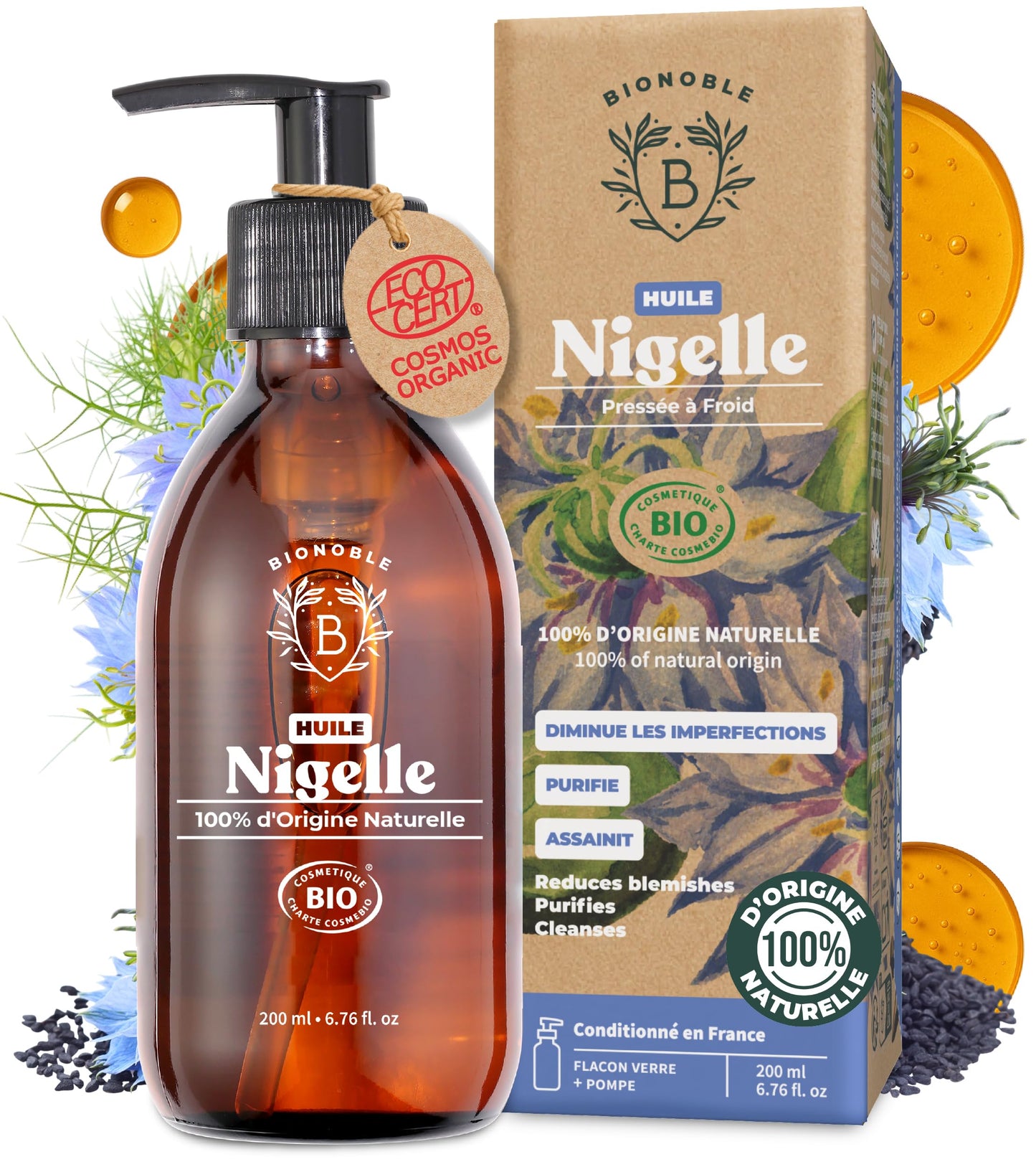 Huile de Ricin Bio – Pousse Cheveux, Cils & Barbe | 100ml Bionoble