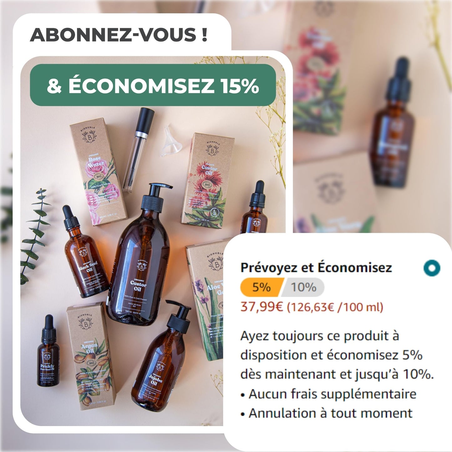 Huile de Ricin Bio – Pousse Cheveux, Cils & Barbe | 100ml Bionoble