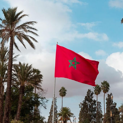 Drapeau Maroc 150x90 cm - Cape Drapeau Marocain 100% Polyester Avec Manches Intégrées - Body Flag 80g pour Rassemblements et Festivals
