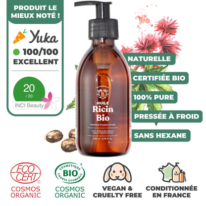 Huile de Ricin Bio – Pousse Cheveux, Cils & Barbe | 100ml Bionoble