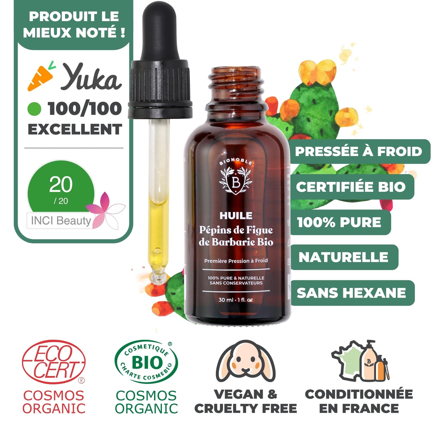 Huile de Ricin Bio – Pousse Cheveux, Cils & Barbe | 100ml Bionoble