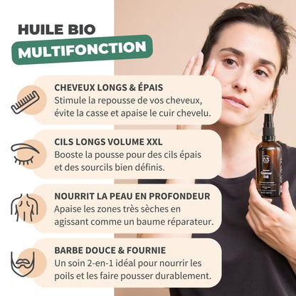Huile de Ricin Bio – Pousse Cheveux, Cils & Barbe | 100ml Bionoble